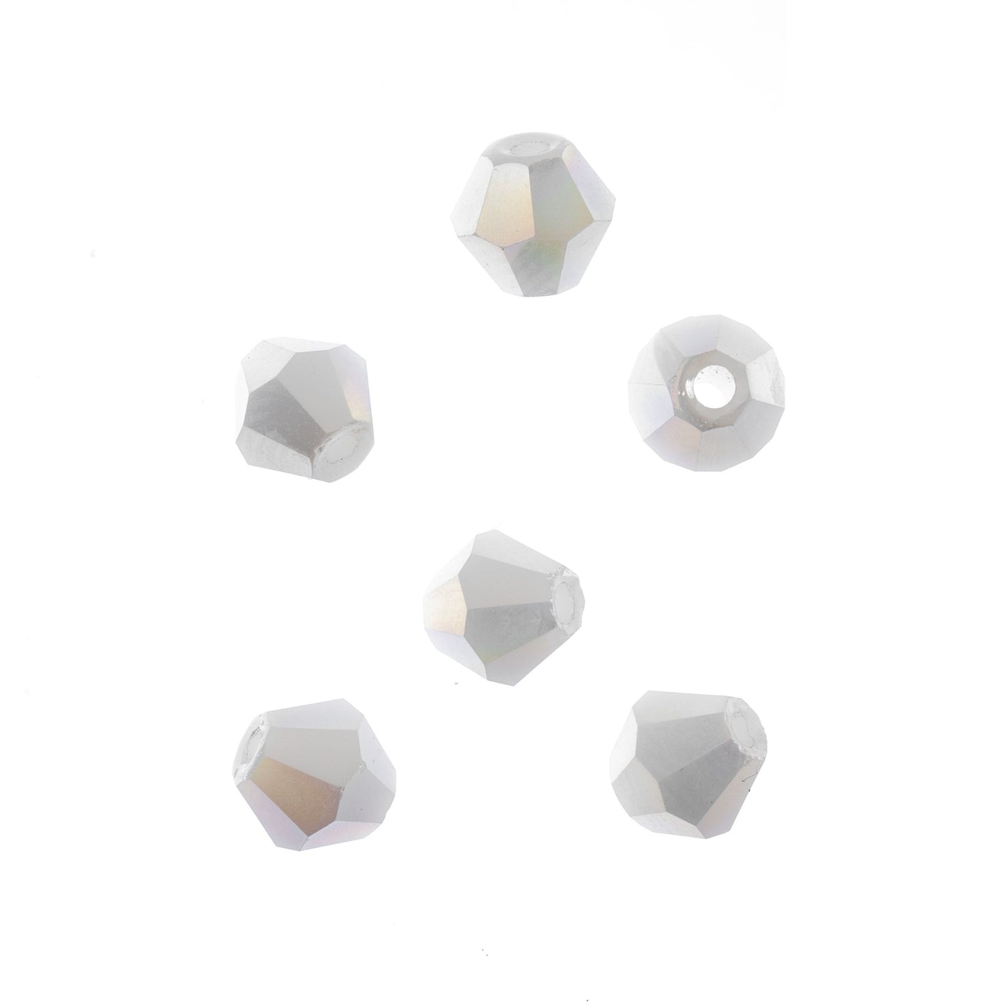 Bicone 2Strand 7in (apx64pcs) 6mm Opaque White AB
