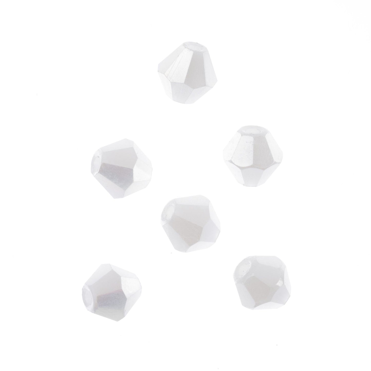 Bicone 2Strand 7in (apx64pcs) 6mm Opaque White Matt AB