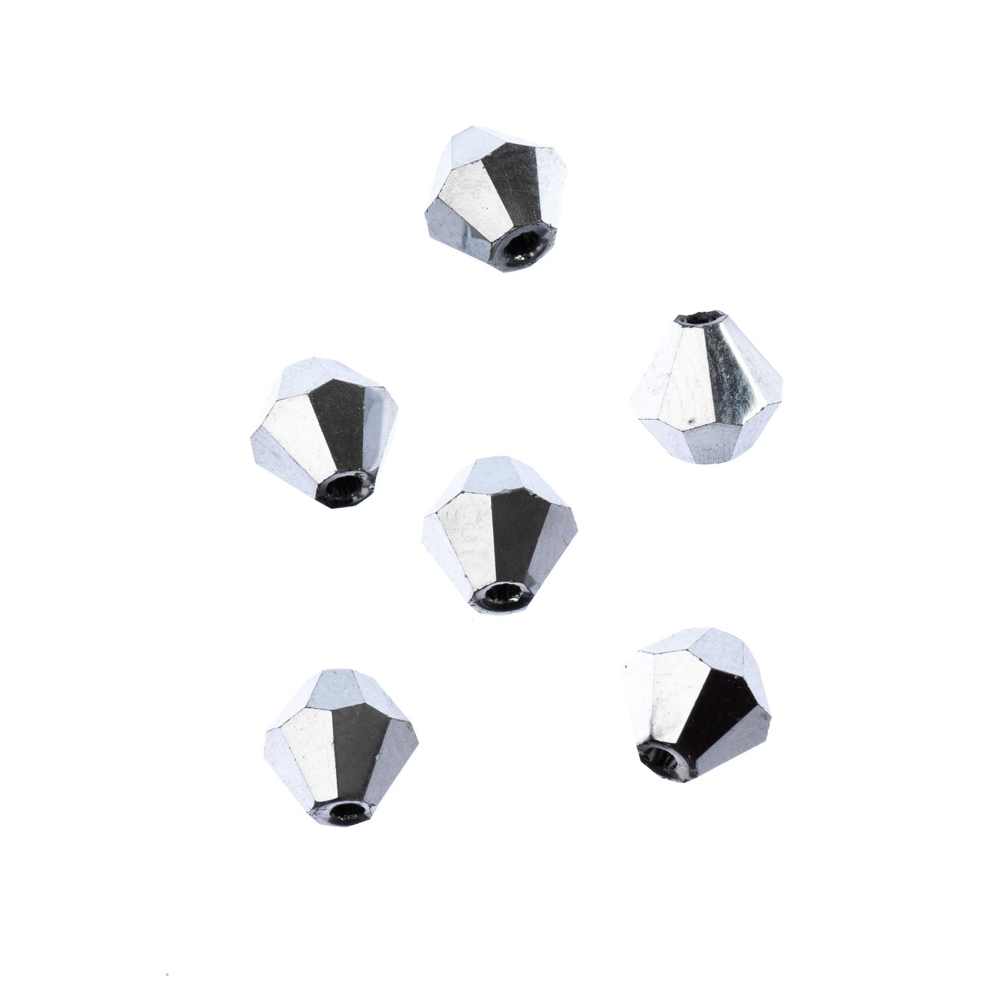 Bicone 2Strand 7in (apx64pcs) 6mm Opaque Silver Iris