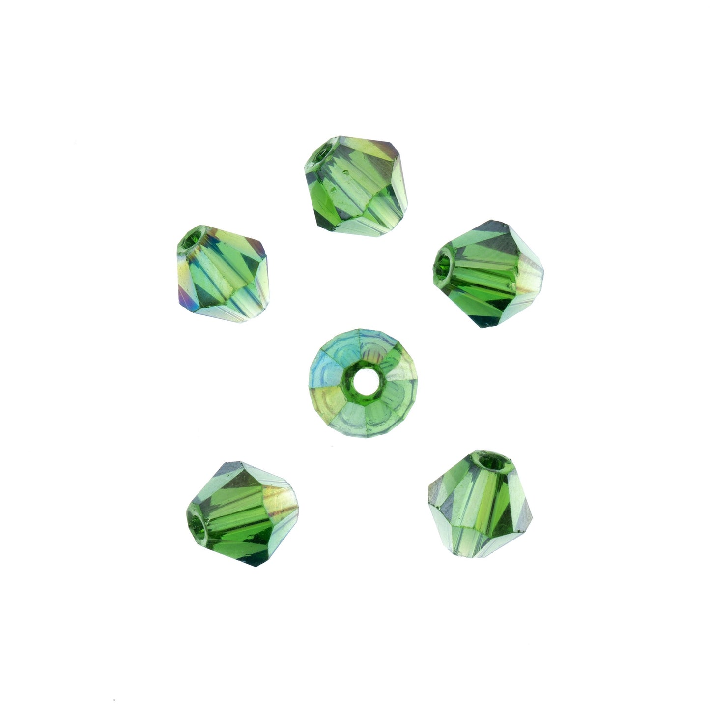 Bicone 2Strand 7in (apx64pcs) 6mm Transparent Green AB