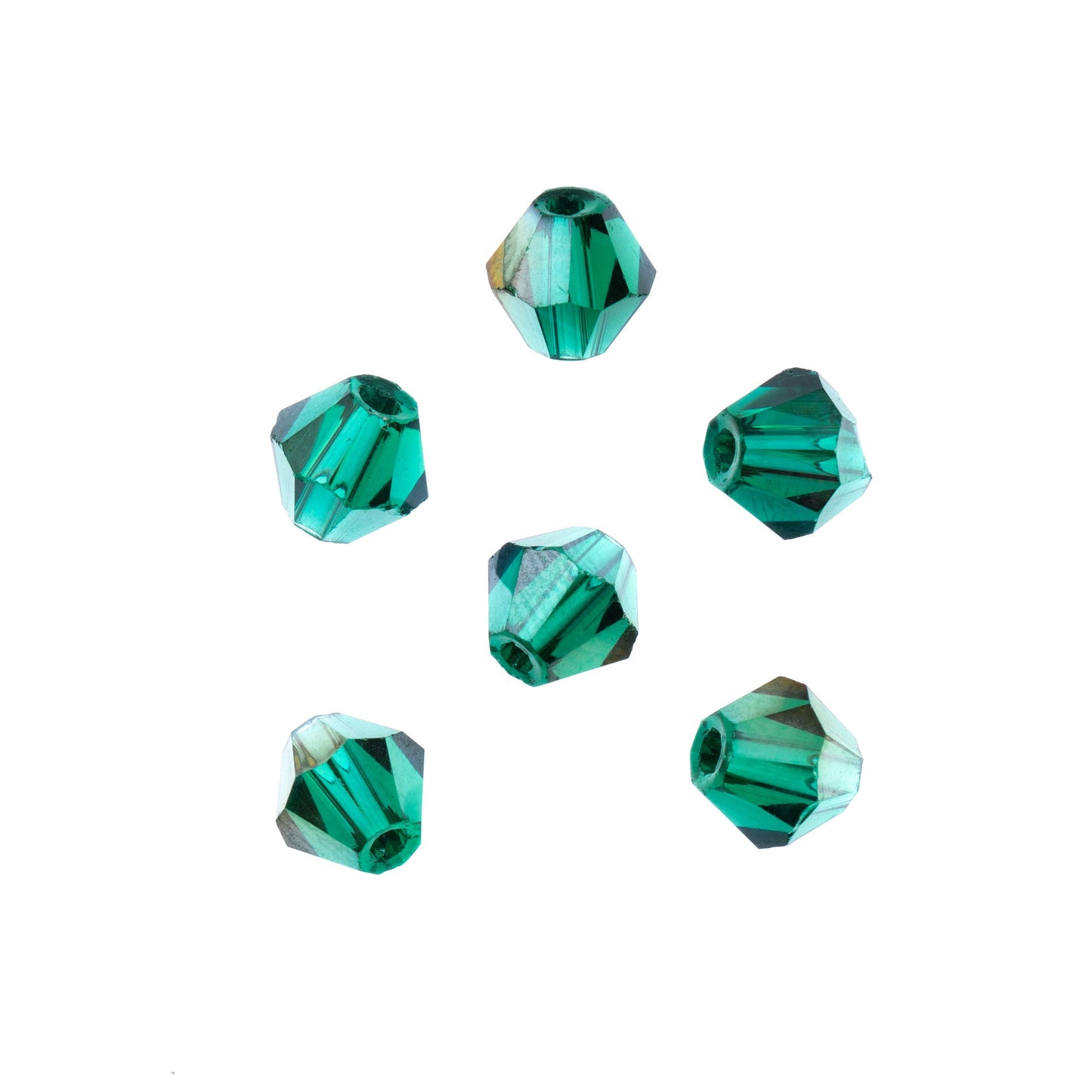Bicone 2Strand 7in (apx64pcs) 6mm Transparent Dark Green AB