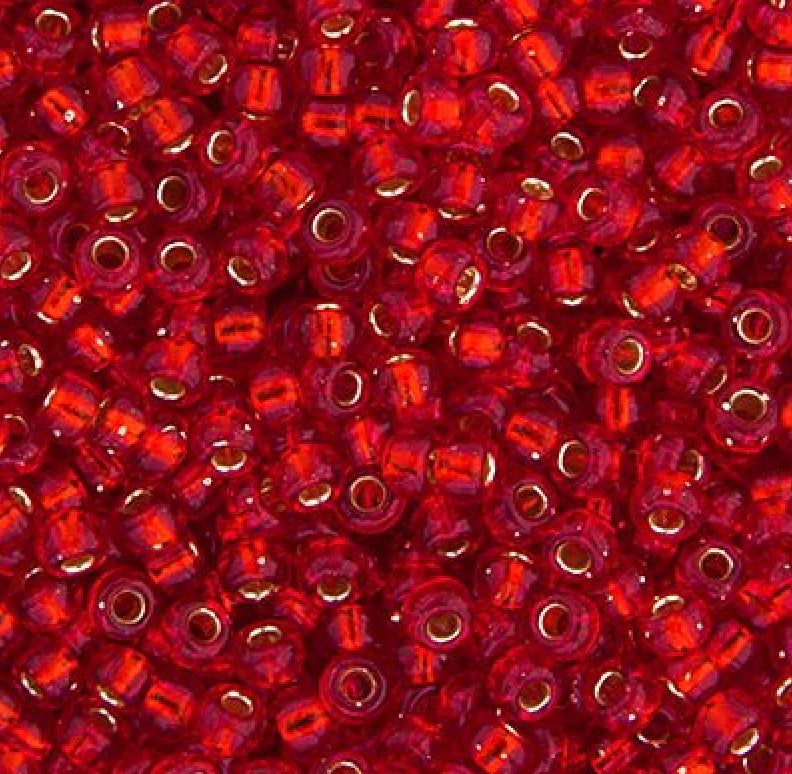 11/0 silver Lined Flame Red Silver 22g (0010v)