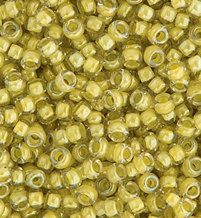 Miyuki Glass Seed Beads 11/0 (22g) Crystal Light Olivine Lined Luster (0378v)