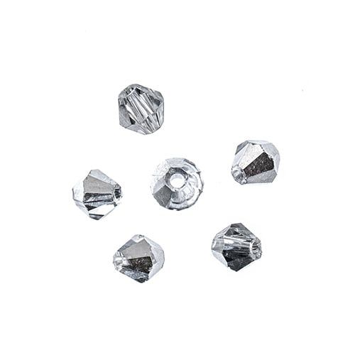 Bicone 2Strand 7in (apx96pcs) 4mm Transparent Half Silver Iris