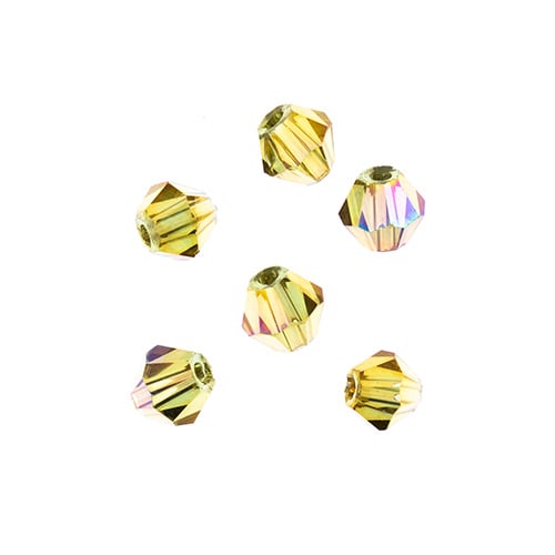 Bicone 2Strand 7in (apx96pcs) 4mm Transparent Light Amber with Purple Luster