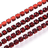 Rhinestone Cup Chains, with Spool, Siam, SS6.5, 2~2.1mm,