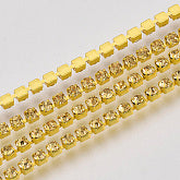 Rhinestone Cup Chains, with Spool, Citrine, SS6
