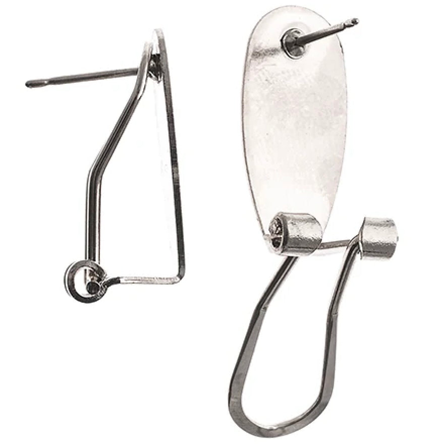 Fingernail Earring 10x20mm (2 pr) Rhodium