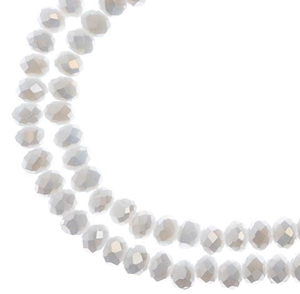 Rondelle 2 Strand 7in (apx110pcs) 3x4mm Opaque White AB