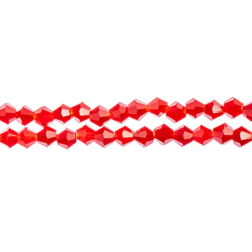 Bicone 2Strand 7in (apx96pcs) 4mm Opaque Red