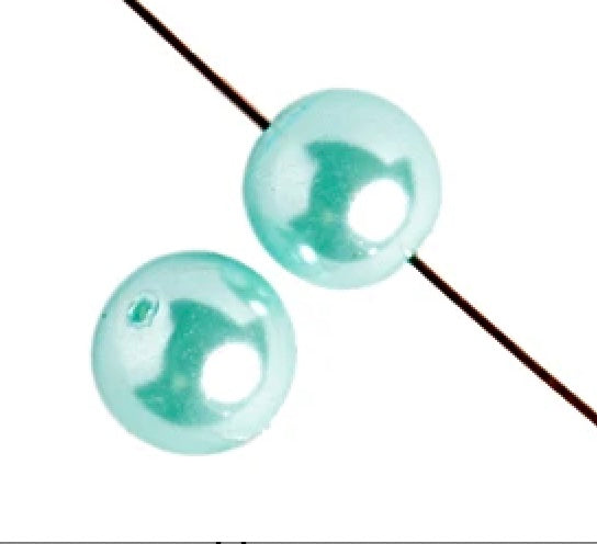 GLASS PEARL ROUND 4mm 2x8" Strung light aqua
