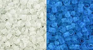 11/0 Glow in the Dark Clr/Blue