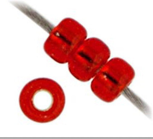 11/0 silver Lined Flame Red Silver 22g (0010v)