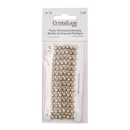Rhinestone Banding 1yd 1row ss12 Antique Gold Casing/ Crystal