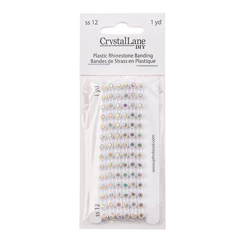 Rhinestone Banding 1yd 1row ss12 White Casing/ Crystal AB