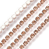 Rhinestone Cup Chains, with Spool, Light Peach, SS6.5