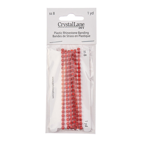Rhinestone Banding 1yd 1row ss8 Red Casing/ Light Siam