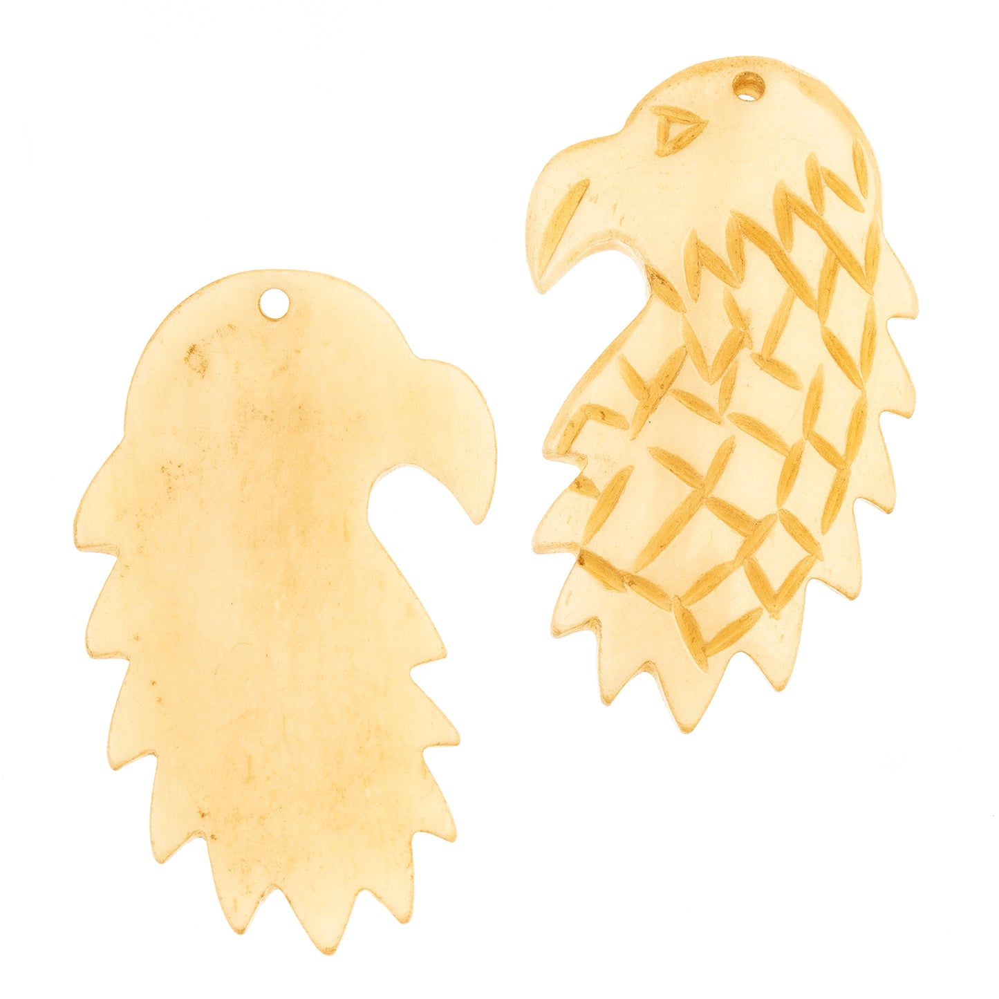 Bone Eagle Head Pendant 2pcs 1.97x1.81in Beige finish work on bone