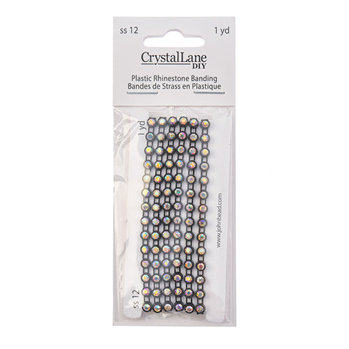 Rhinestone Banding 1yd 1row ss12 Black Casing/ Crystal AB