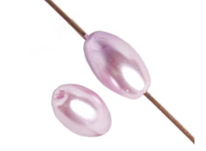 GLASS PEARL OVAL 4x7mm 2x8" STRUNG MAUVE