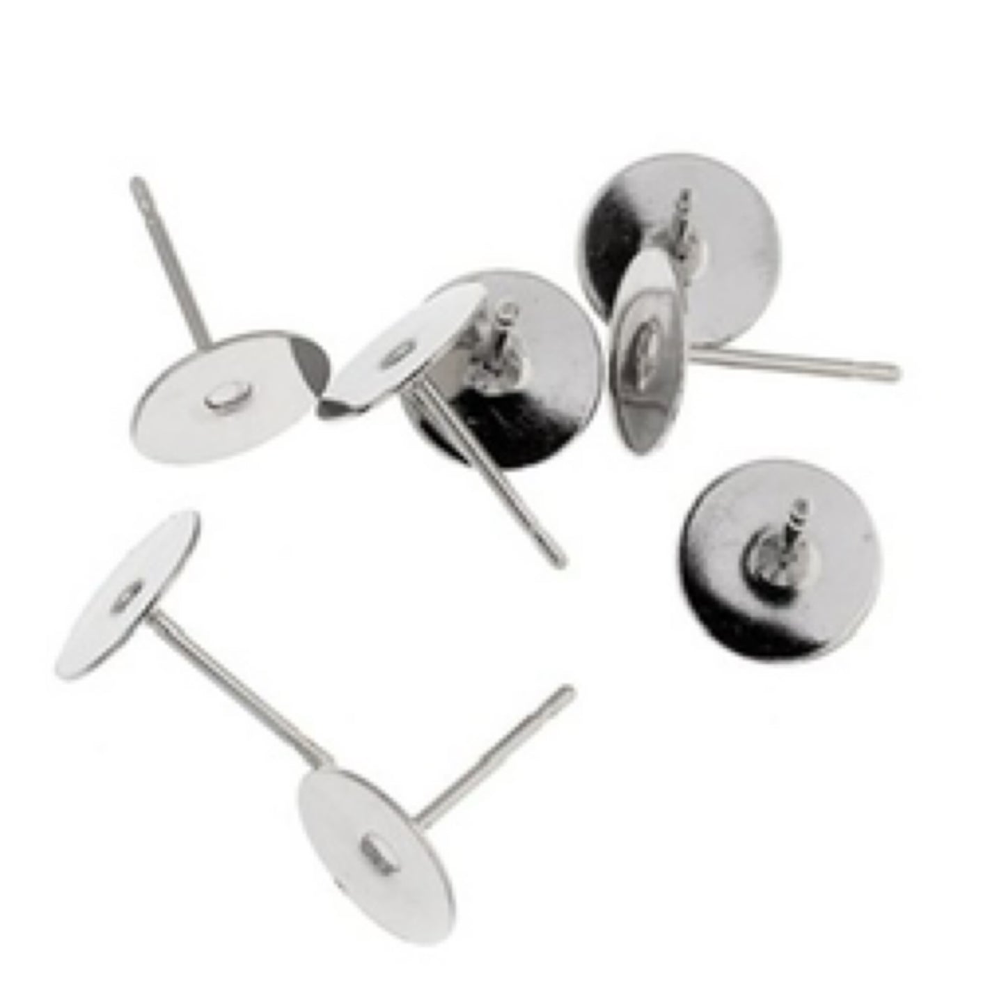 John Bead Ear Post Flat 8mm Nickel 100pc