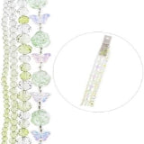 Flower 7in Bead Strand Ombre Green Roses, Butterflies