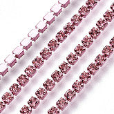 Rhinestone Cup Chains, with Spool, Light Rose, SS6.5