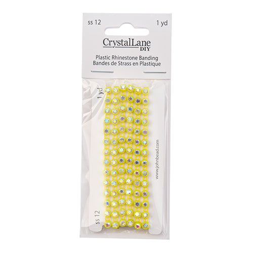 Rhinestone Banding 1yd 1row ss12 Bright Yellow Casing/ Crystal AB