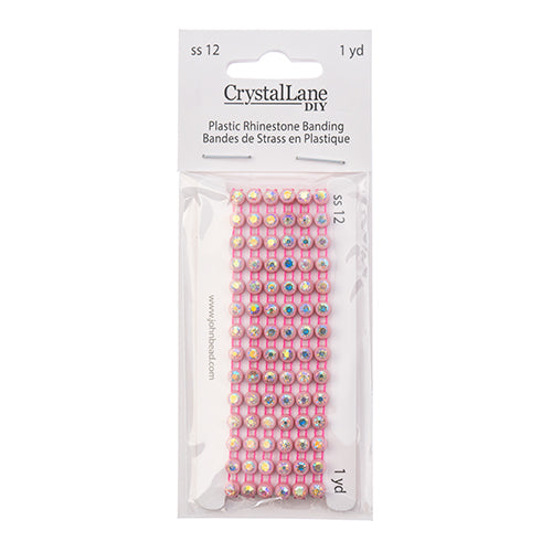 Rhinestone Banding 1yd 1row ss12 Light Pink Casing/ Crystal AB