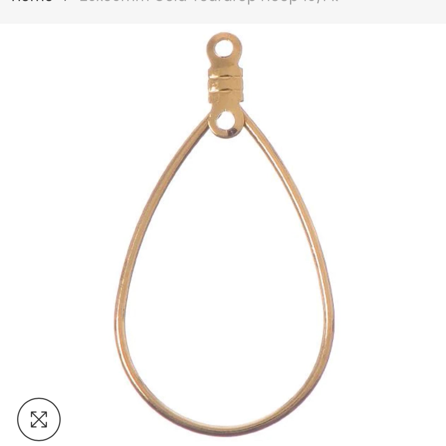 ear hoops 20x36mm teardrop gold 10/pk