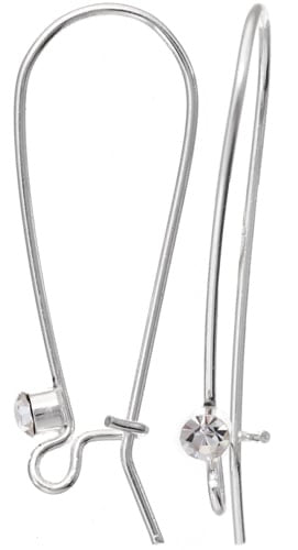 Kidney Earwire w/Rhinestone 1.5in Silver LF/NF (10 pieces)