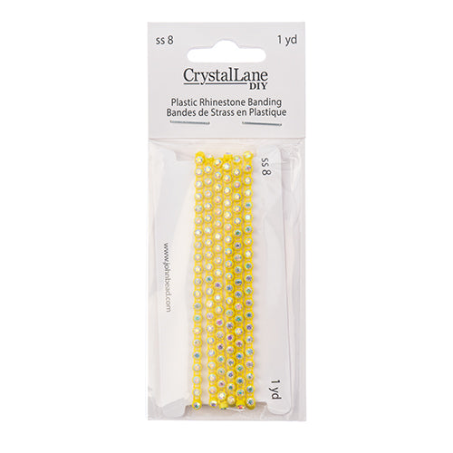 Rhinestone Banding 1yd 1row ss8 Lemon Casing/ Crystal AB