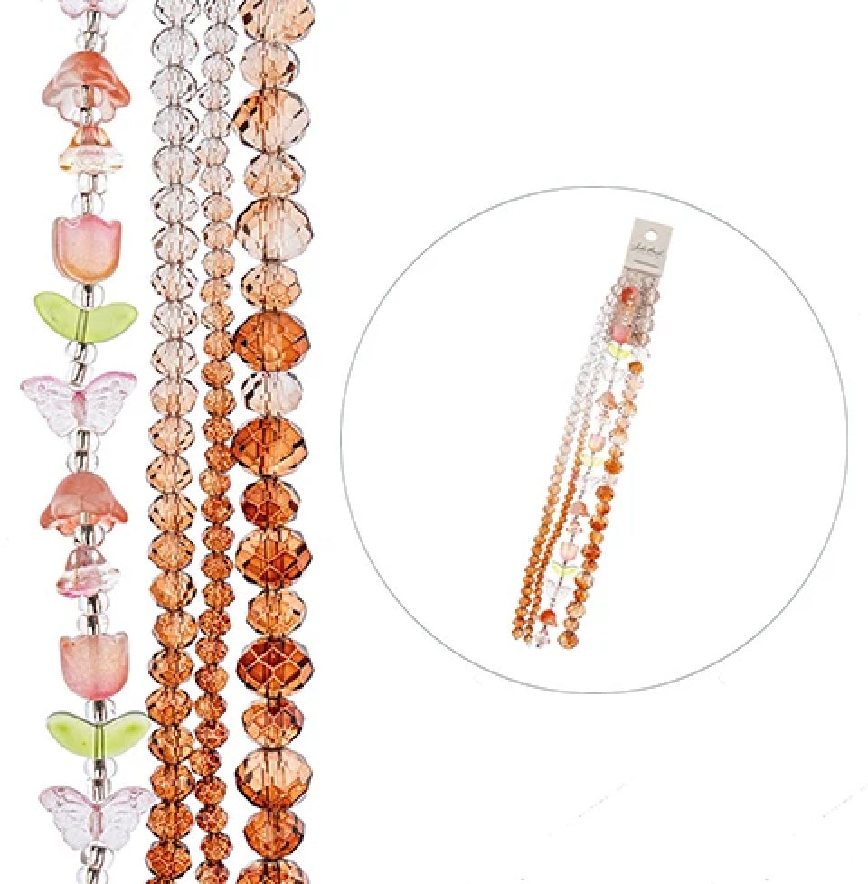 Crystal Lane DIY Flower 7in Bead Strand Tulip-Pink 14x16mm, Butterflies8x15mm