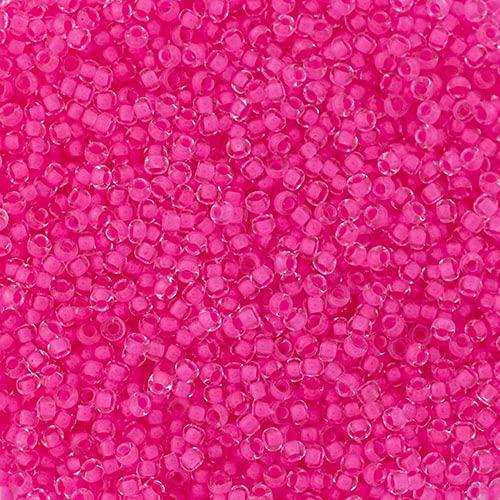 11/0 (2.1mm Diameter) Crystal Lined Neon Pink DIY Jewelry Making Beads