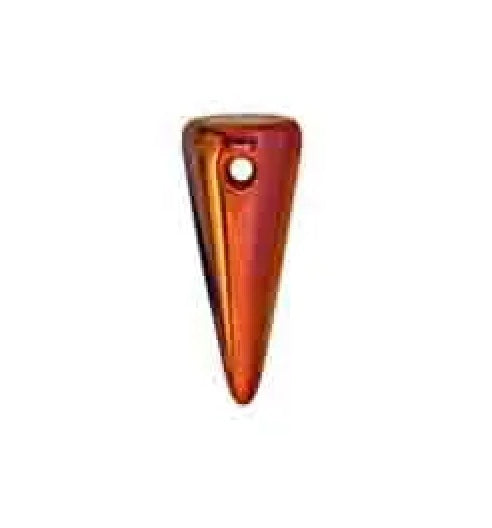 GLASS SPIKE BEADS 5X13MM OPAQUE BLACK/SUNSET HALFCOATED