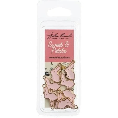 32640464-54 John Bead Sweet Petite Charm Bunny Rabbit Pink10pc