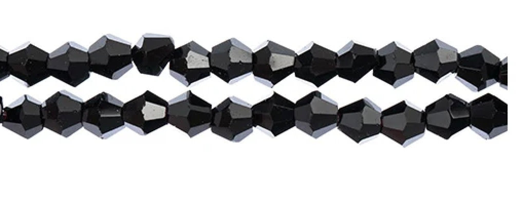 Bicone 2Strand 7in (apx96pcs) 4mm Opaque Black