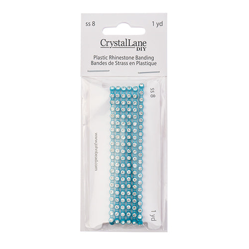 Rhinestone Banding 1yd 1row ss8 Aqua Casing/ Crystal