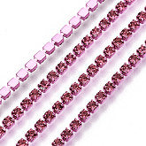 Rhinestone Cup Chains, with Spool, Rose, SS6.5, 2~2.1mm
