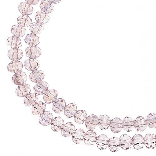Rondelle 2 Strand 7in (apx110pcs) 3x4mm Transparent Pink AB