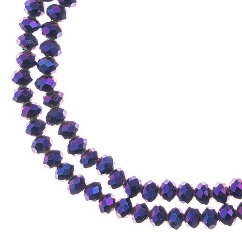 Rondelle 2 Strand 7in (apx110pcs) 3x4mm Opaque Purple Iris