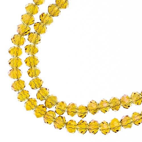 Rondelle 2 Strand 7in (apx110pcs) 3x4mm Transparent Light Amber w/Purple Luster