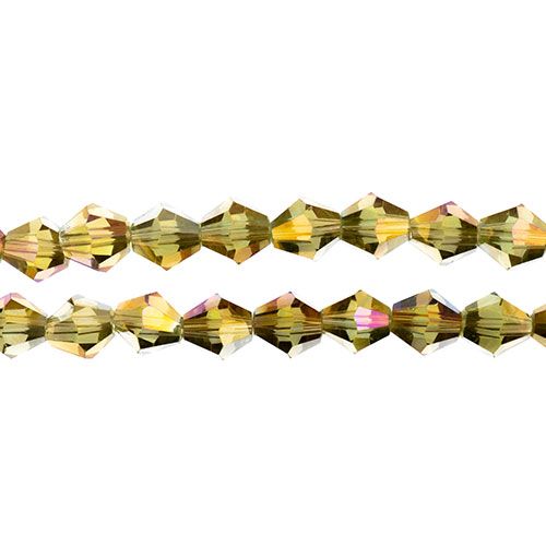 Bicone Transparent Light Amber with Purple Luster