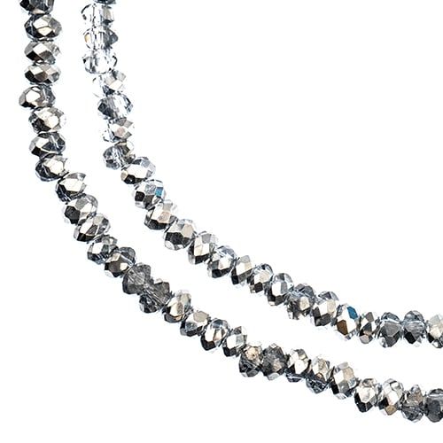 Rondelle 2 Strand 7in 1.5x2.5mm Transparent Half Silver Iris