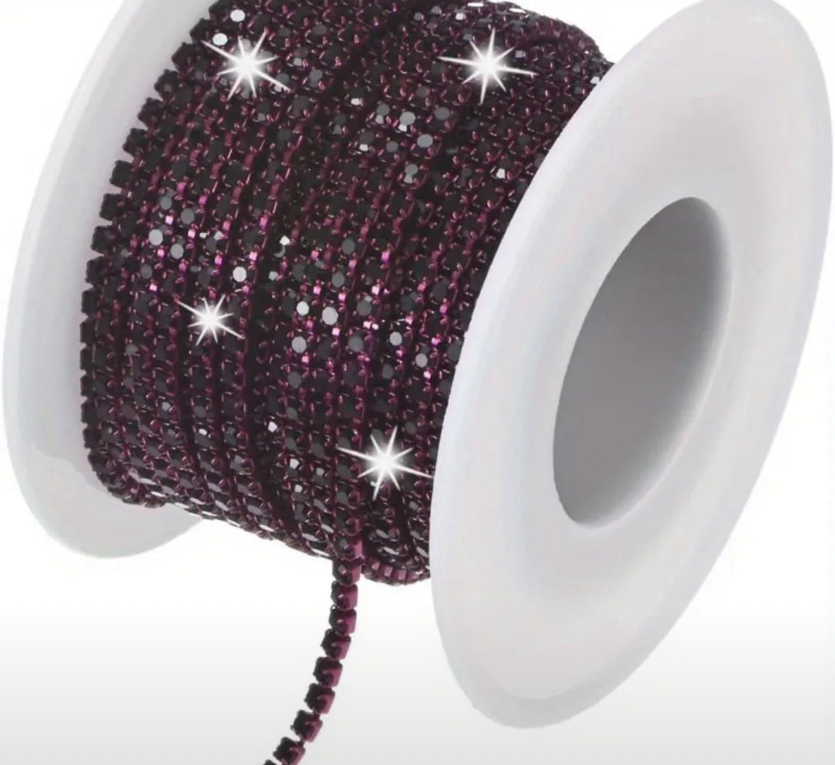 2mmDark Purple Crystal Rhinestone Claw Chain 1 Yard