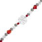 Designer Holiday 7in Bead Strand Crystal Glass White Snowflake with White and Red