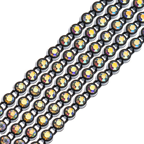 Rhinestone Banding 1yd 1row ss8 Black Casing/ Crystal AB