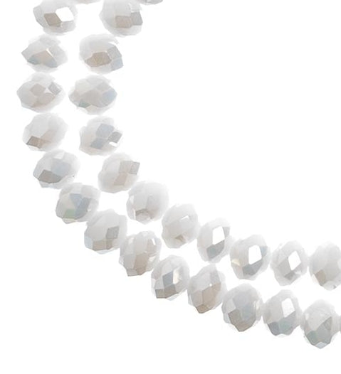 Rondelle 2 Strand 7in (apx78pcs) 4x6mm Opaque White AB