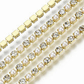 Rhinestone Cup Chains, with Spool, Crystal, Golden, SS6.5