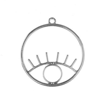John Bead Beadwork Findings 15pcs Silver Jewelry Findings Pendants | Circle with Eye (5pcs x Pack of 3)